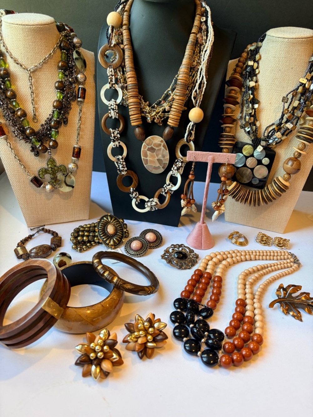 Vintage Boho bundle 9 necklaces, 5 bracelets, 5 earrings, 3 brooches